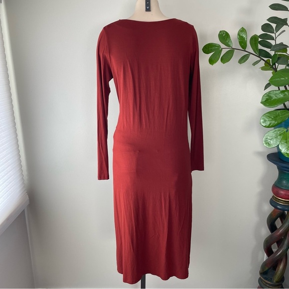 Elsewhere Rust Long Sleeve Twist Top Midi Length Tunic Size Small - Picture 2 of 8